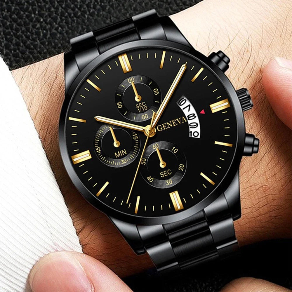 Leisure Black Stainless Steel Watch