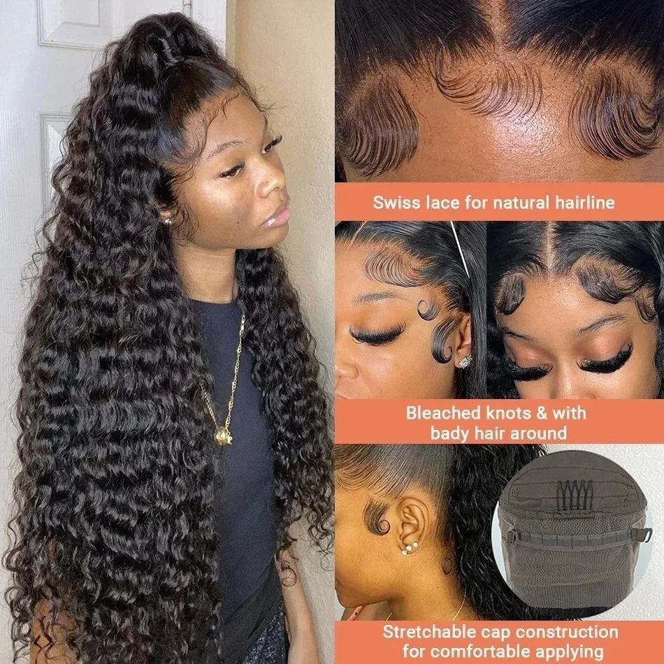 Deep Wave Lace Front Curly Hair Wigs