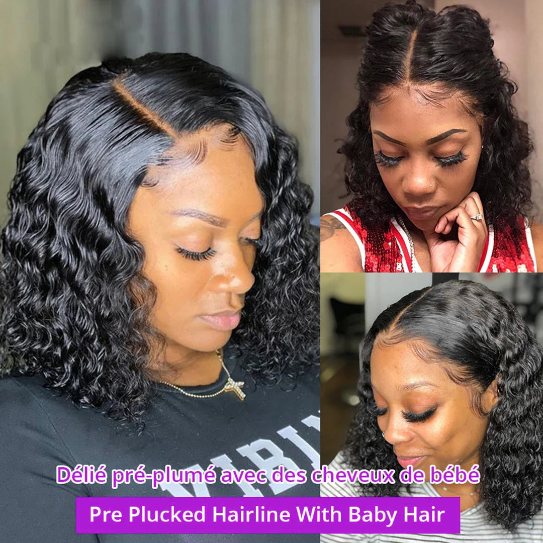 Black Curly Deep Water Curly Wigs