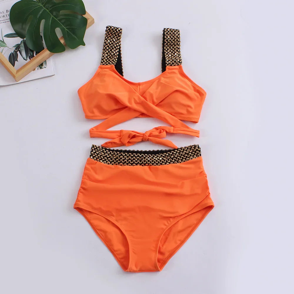 Cross High Waist Bikinis