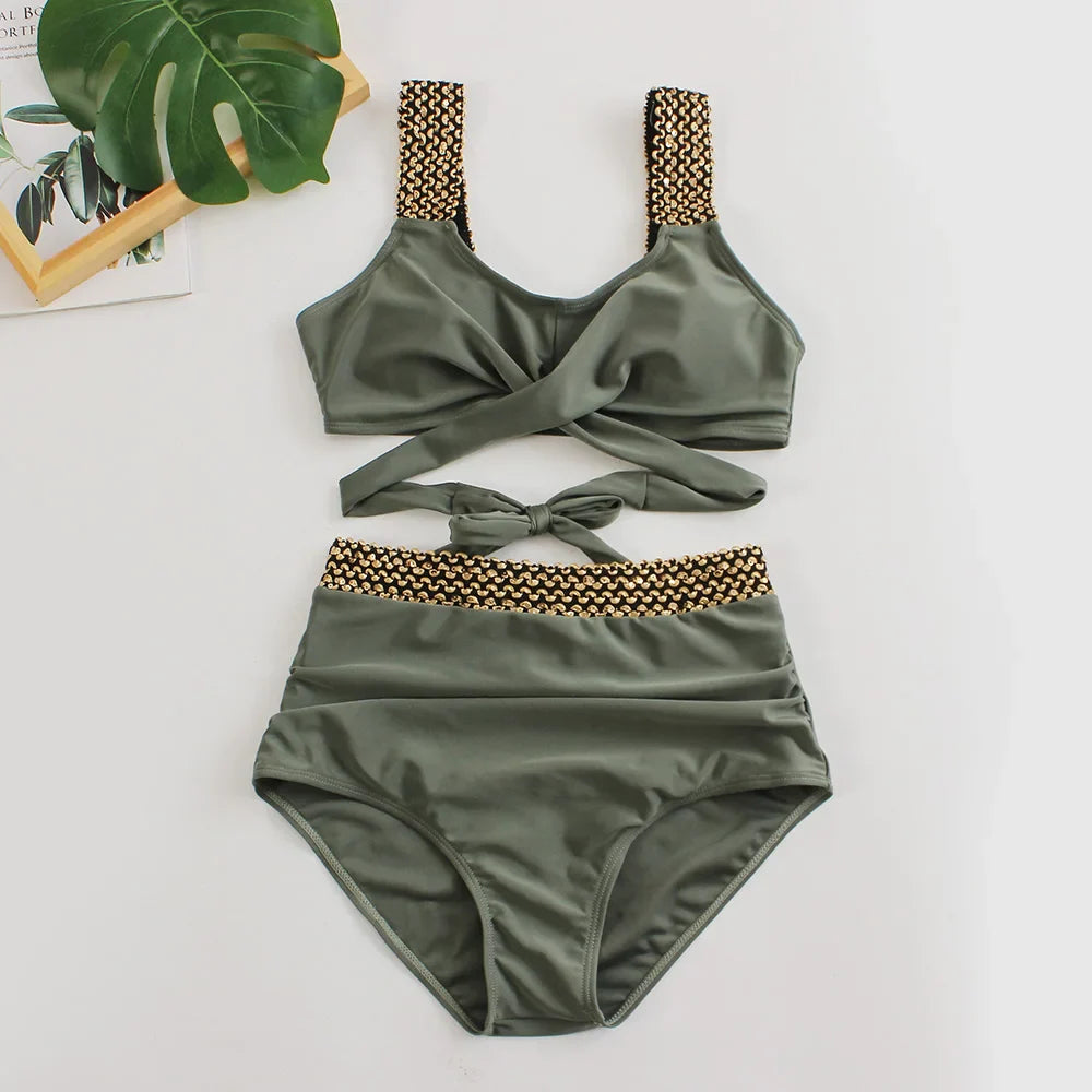 Cross High Waist Bikinis