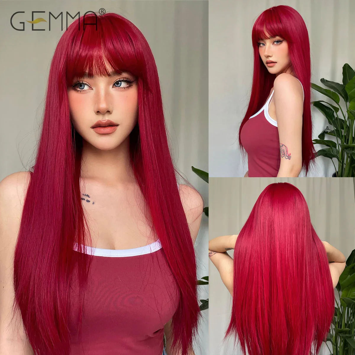 Synthetic Blonde Gray Long Straight Layered Wig