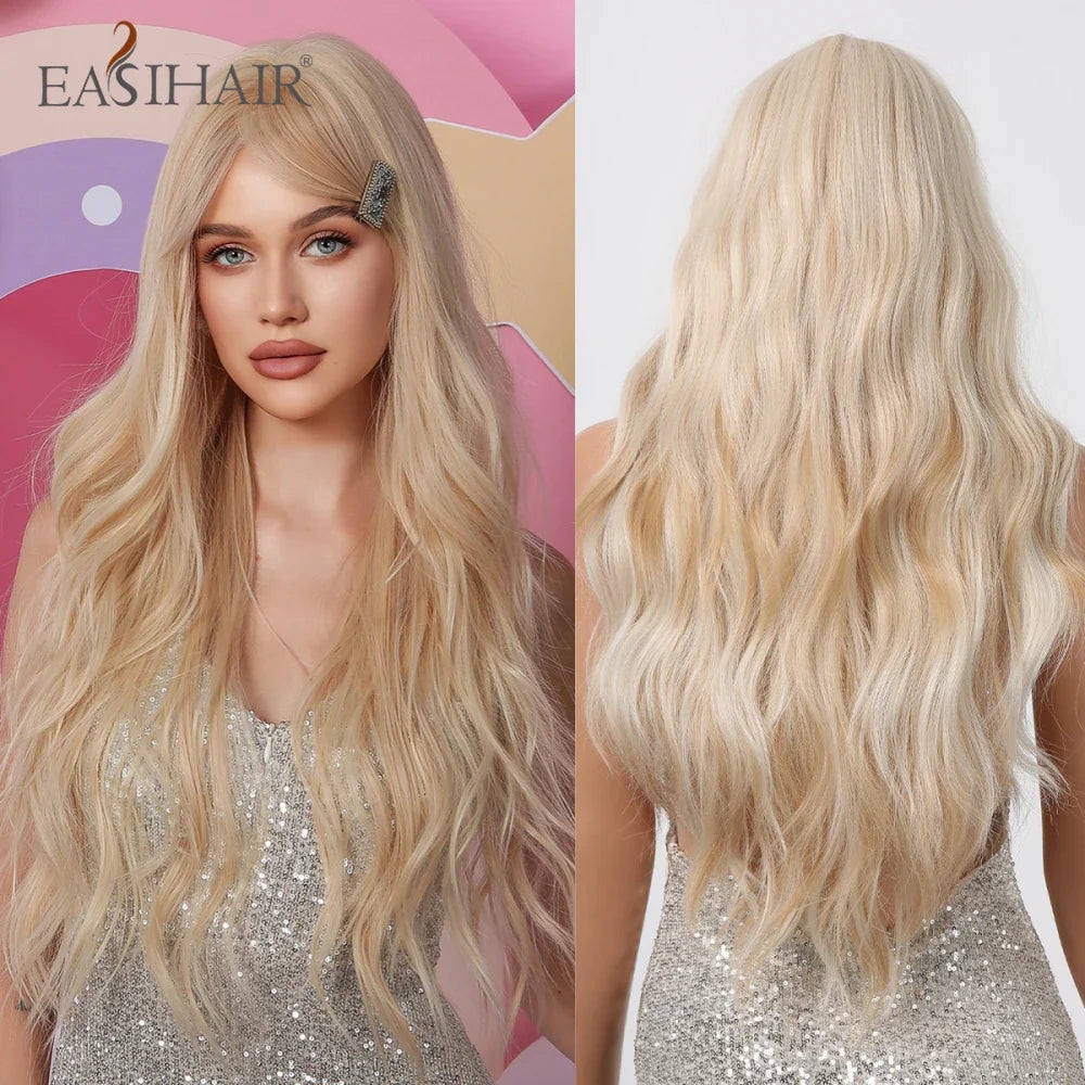 Sandy Blond Wavy Synthetic Wigs