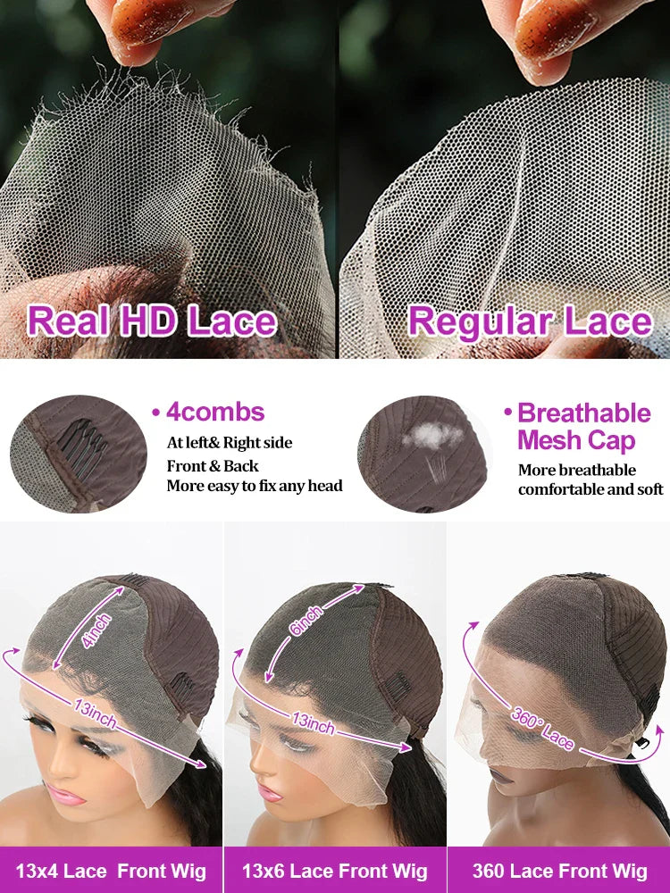 HD 13x6 Loose Nature Wave Lace Front Human Hair Wigs