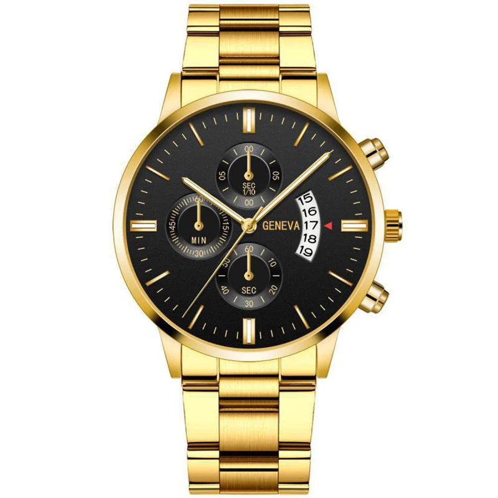 Leisure Black Stainless Steel Watch