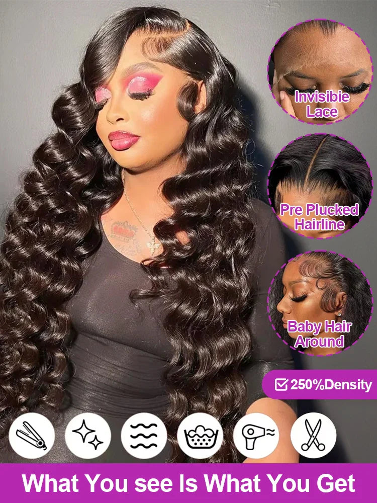 HD 13x6 Loose Nature Wave Lace Front Human Hair Wigs