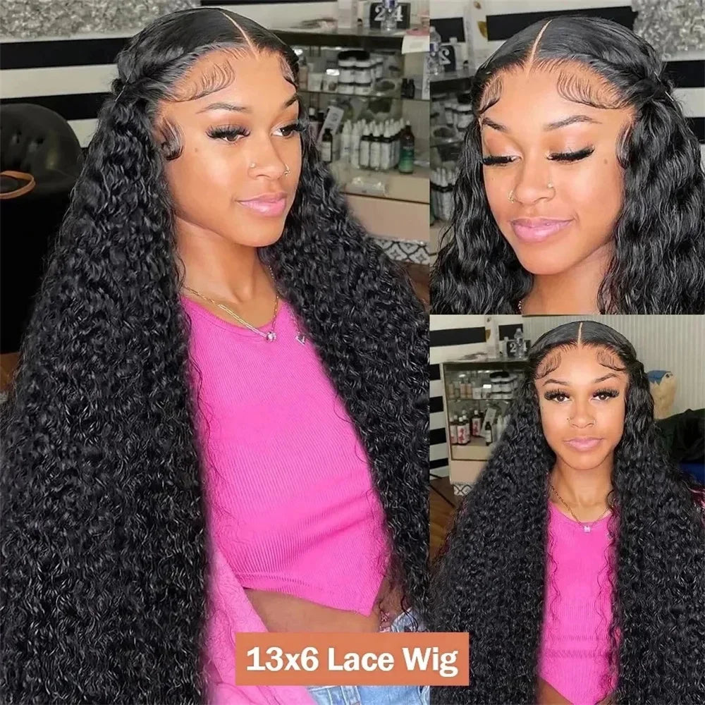 Curly HD Transparent Lace Frontal Human Hair Wigs