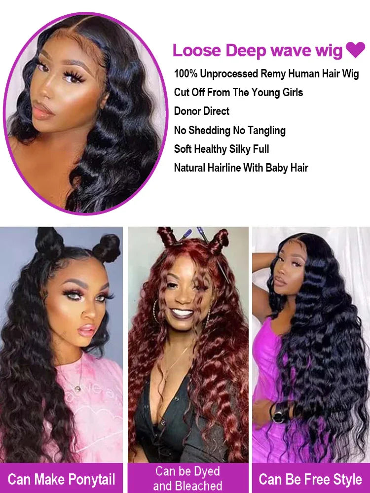 HD 13x6 Loose Nature Wave Lace Front Human Hair Wigs