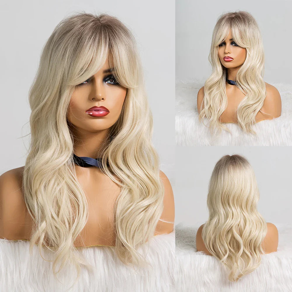 Brown Highlight Synthetic Wigs