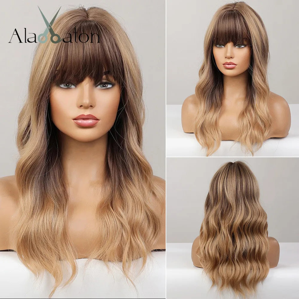 Brown Highlight Synthetic Wigs