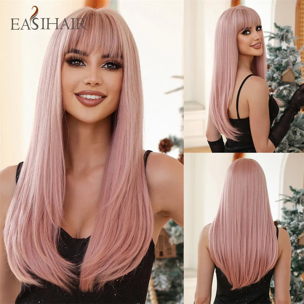 Straight Dark Brown Synthetic Wigs