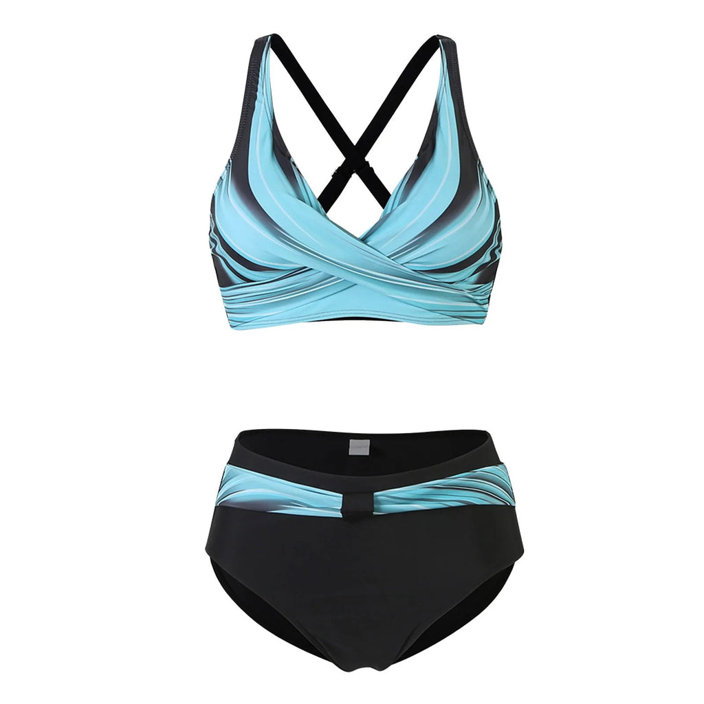 Side Lace-Ups Ruched Two Piece Bikini