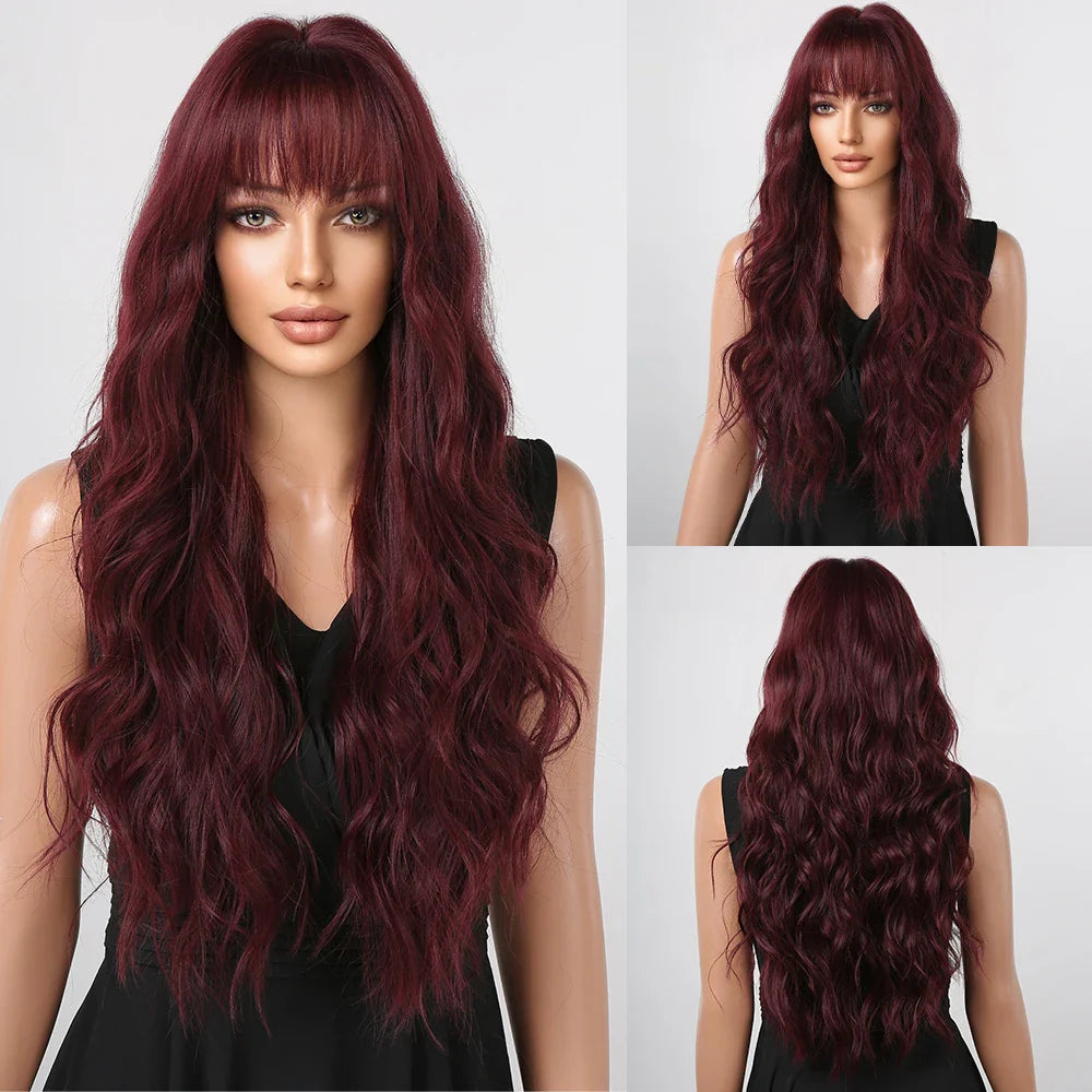 Copper Ginger Long Wavy Synthetic Wigs