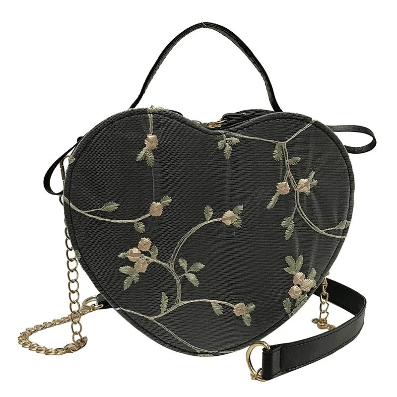 Sweet Lace Heart Round Handbags