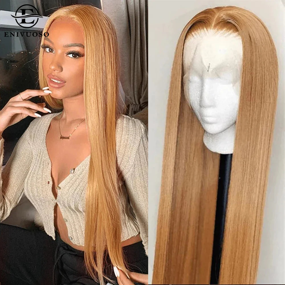 Reddish Brown Silky Straight Synthetic Lace Front Wigs