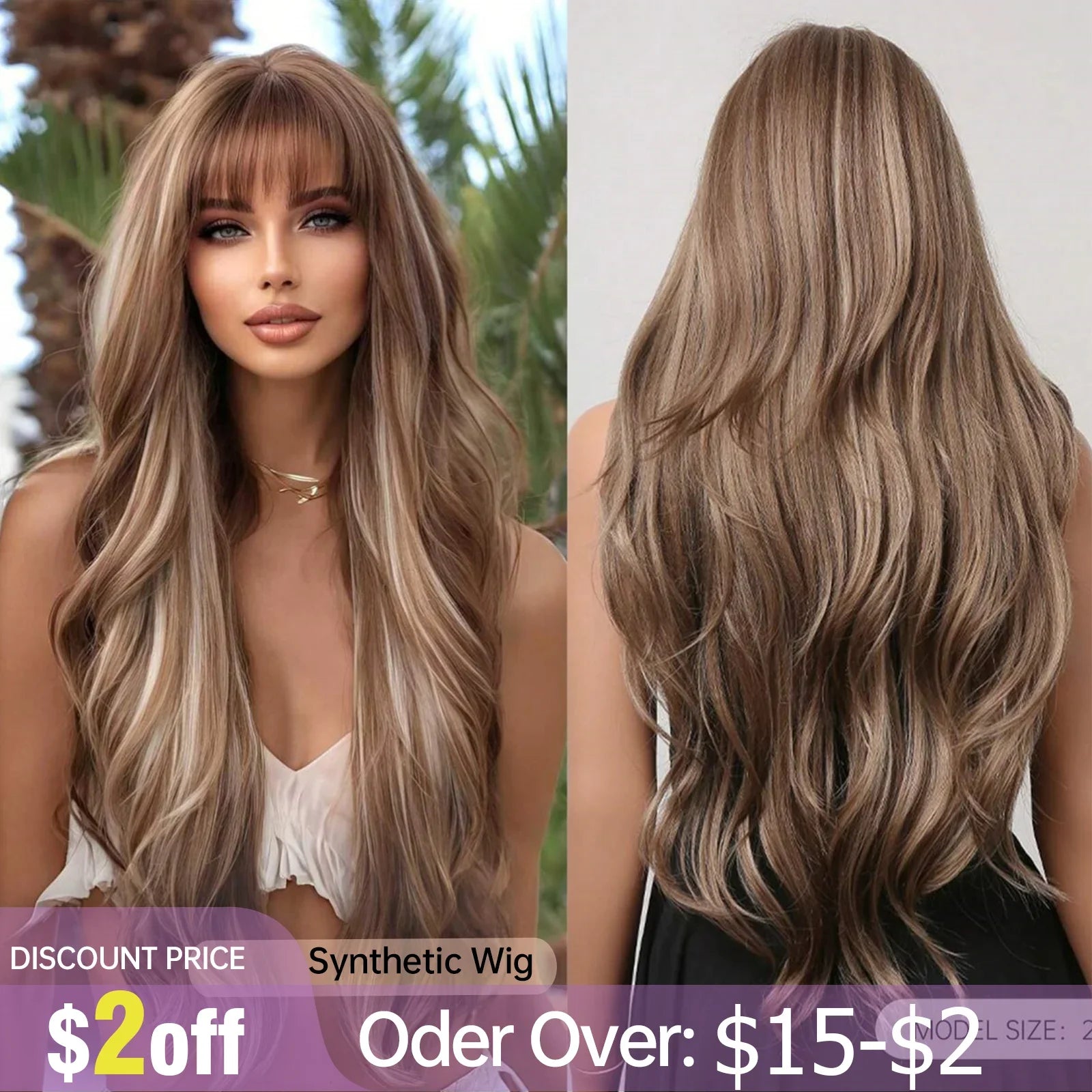 28 Inch Long Curly Ombre Brown Hair Wigs