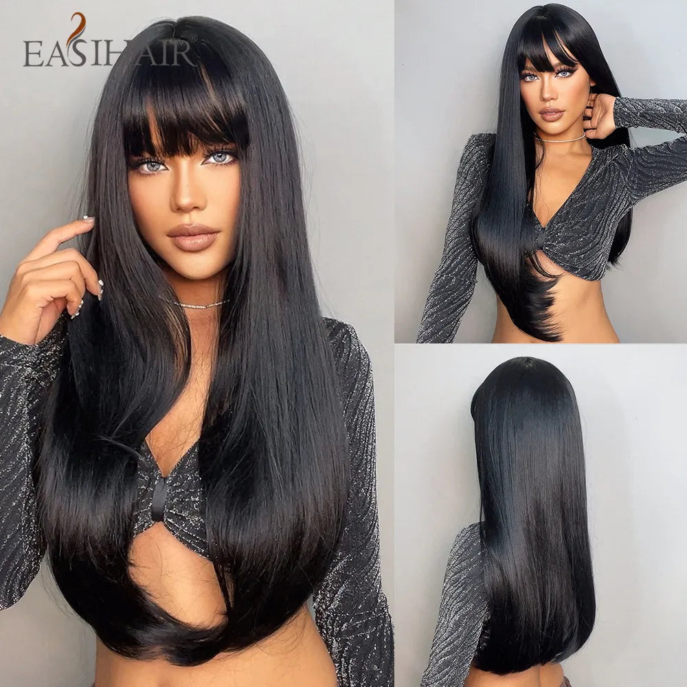 Blonde Golden Long Straight Synthetic Wigs