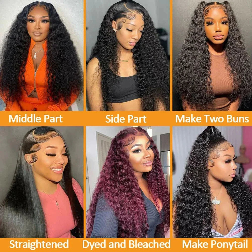 Curly HD Transparent Lace Frontal Human Hair Wigs