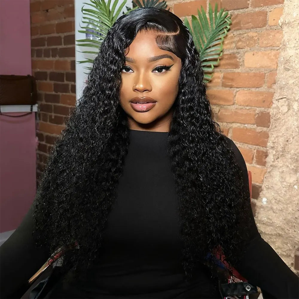 Curly HD Transparent Lace Frontal Human Hair Wigs