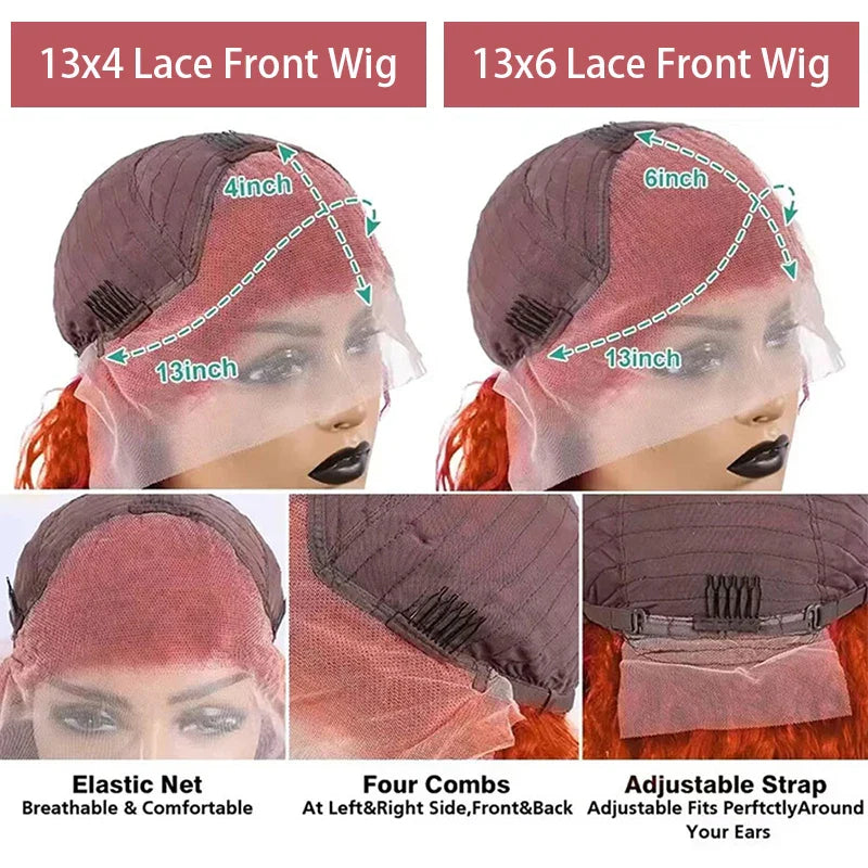 Water Wave Ginger Lace Front Wigs