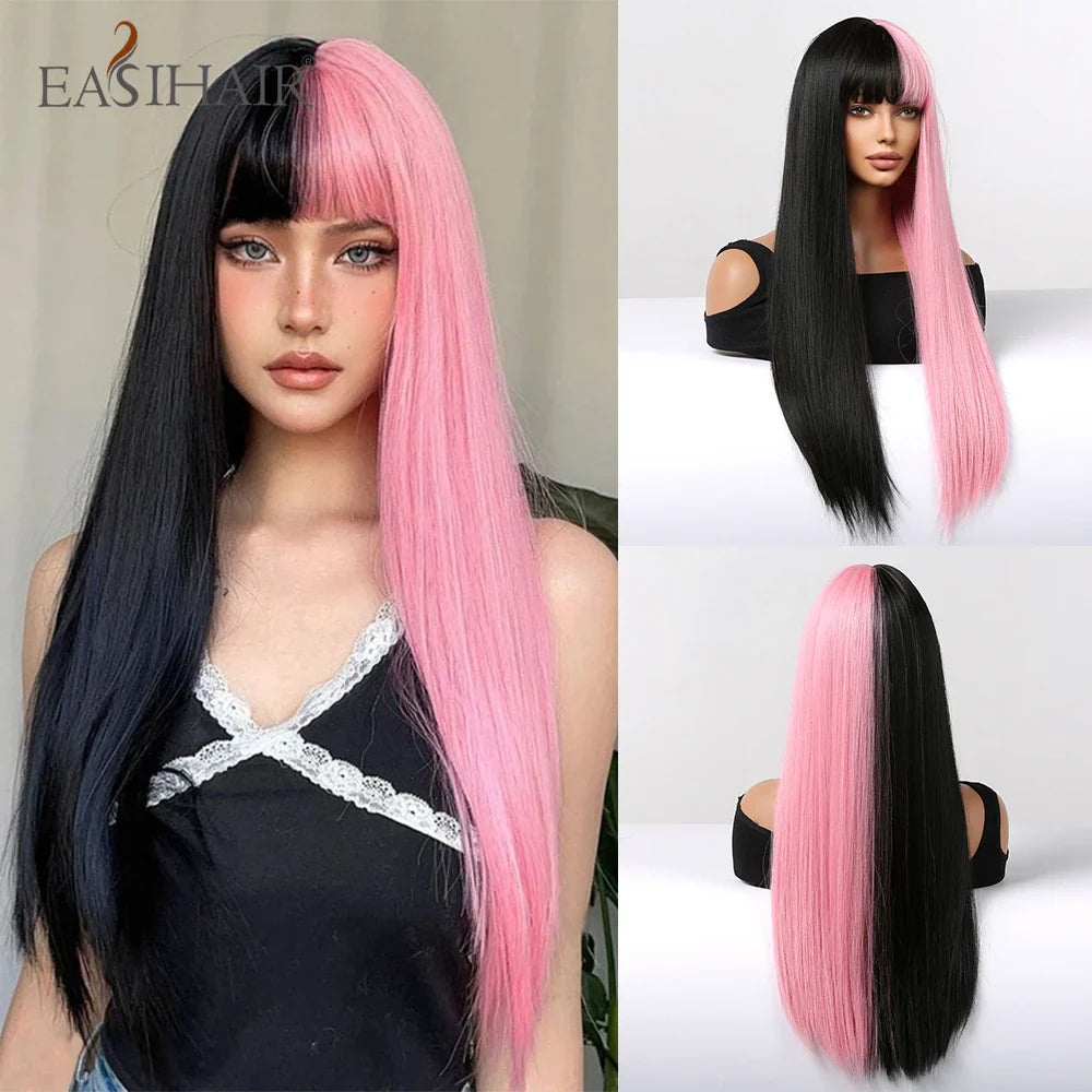 Straight Dark Brown Synthetic Wigs