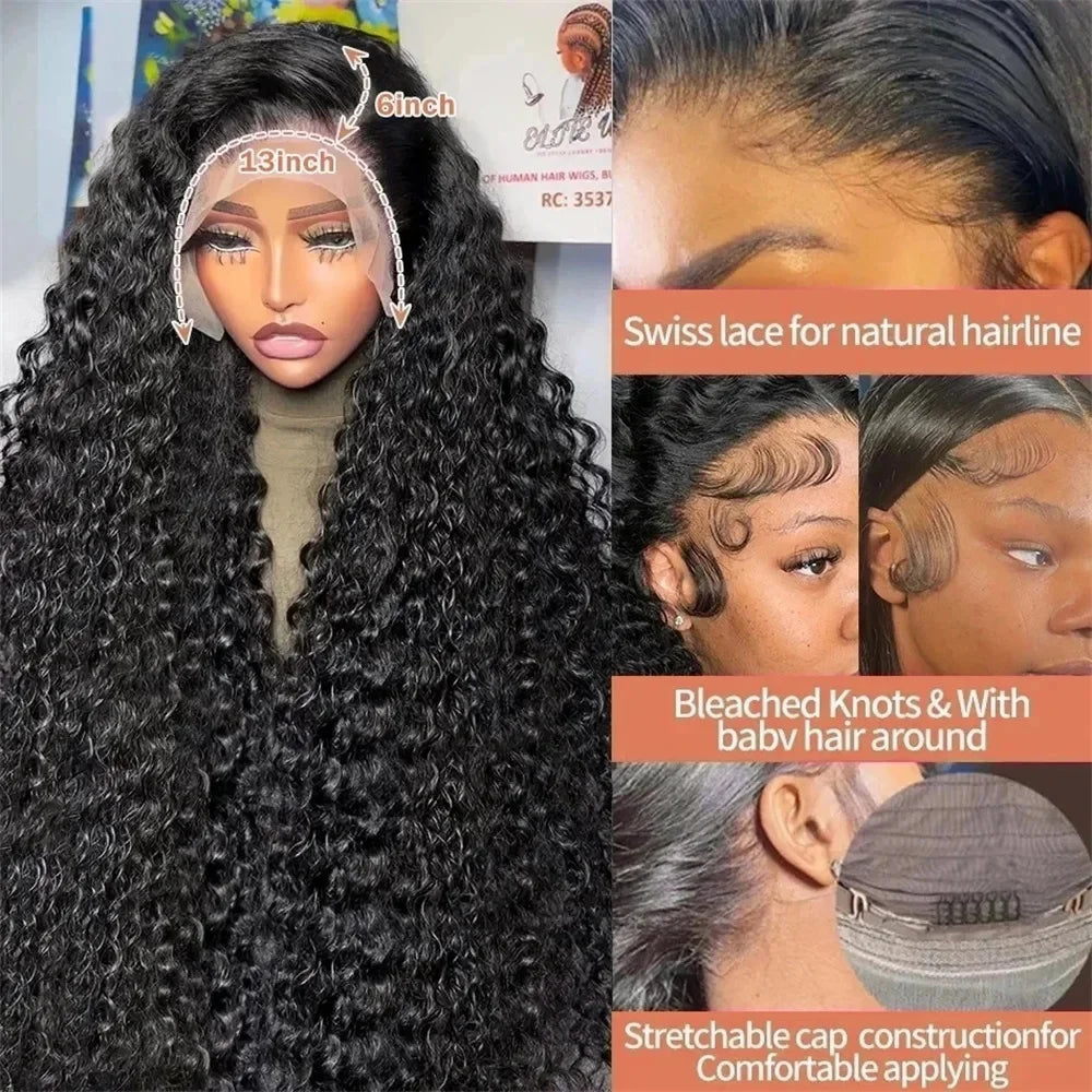 Curly HD Transparent Lace Frontal Human Hair Wigs