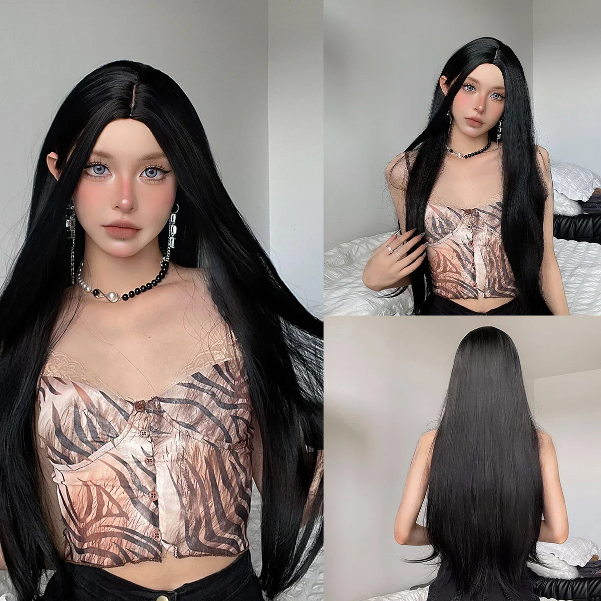 Light Blonde Golden Hair Long Silky Straight Synthetic Wig