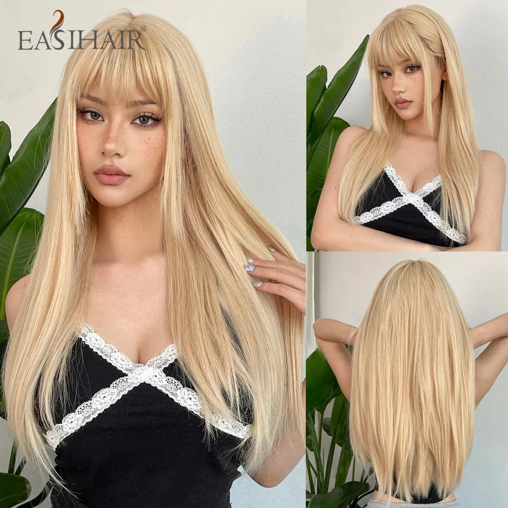 Straight Dark Brown Synthetic Wigs