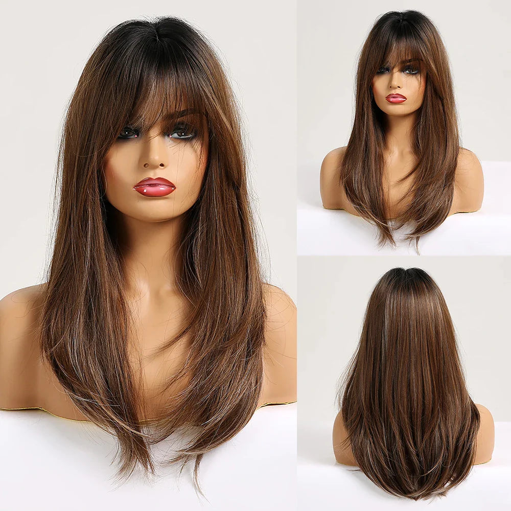 Blonde Golden Long Straight Synthetic Wigs