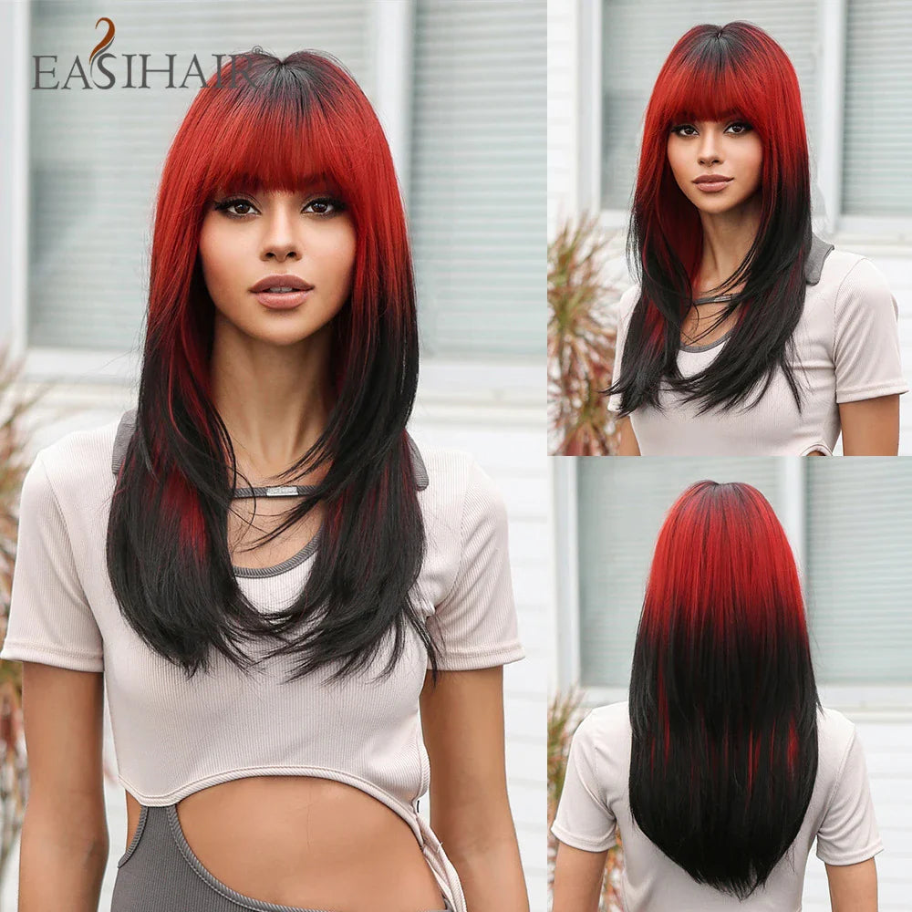 Blonde Golden Long Straight Synthetic Wigs