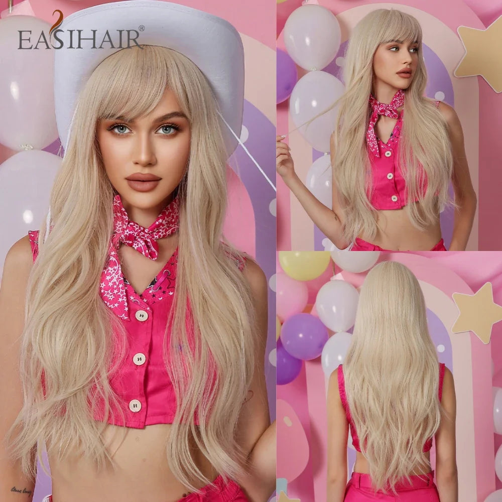 Sandy Blond Wavy Synthetic Wigs