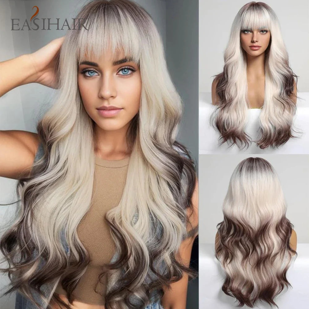 Blonde Golden Long Straight Synthetic Wigs