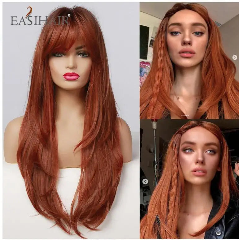 Blonde Golden Long Straight Synthetic Wigs