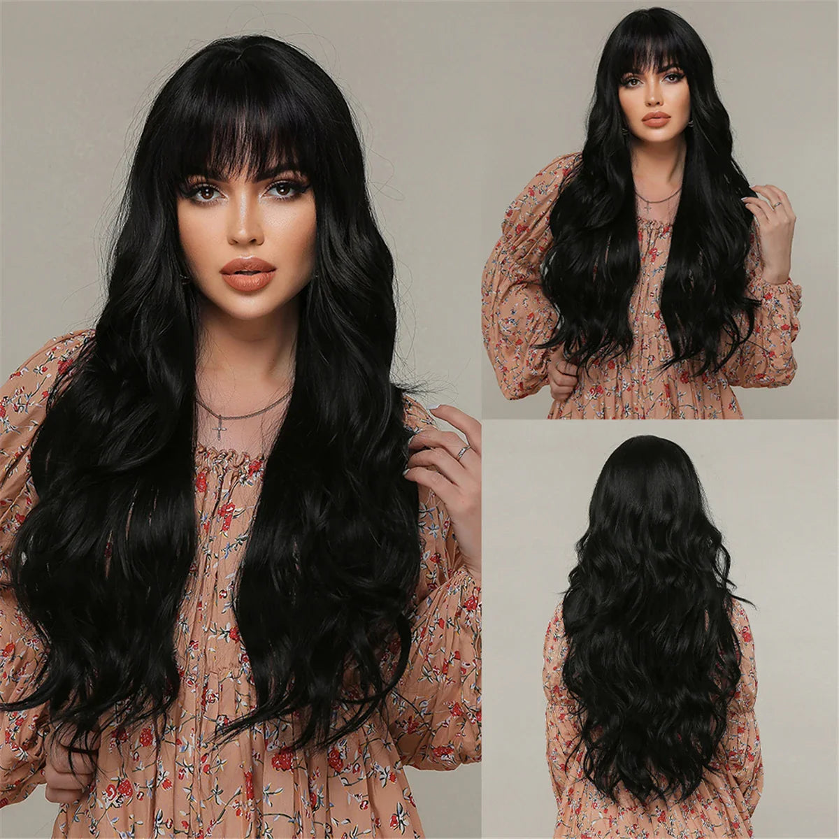 28 Inch Long Curly Ombre Brown Hair Wigs